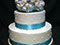 Two Tiered Blue and White Cake